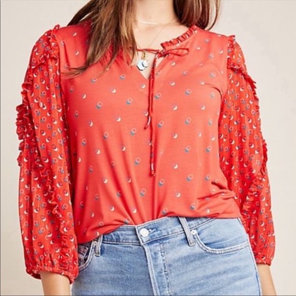 Anthropologie Tops - Anthropologie Maeve NWT Jacqin Peasant Blouse